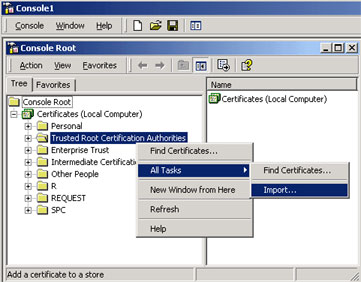 Root Certificate Installation Process